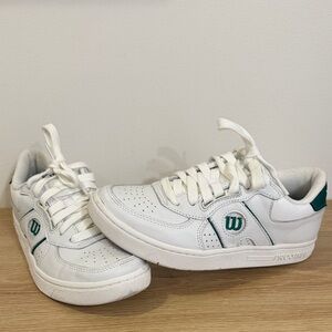 Wilson White Sneakers with Green Accent 'W' Logo